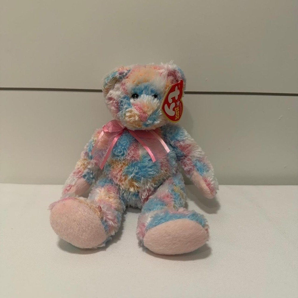 Ty Beanie Babies Twirls the Bear Pastel Tie Dye Plush Stuffed Animal with Tags